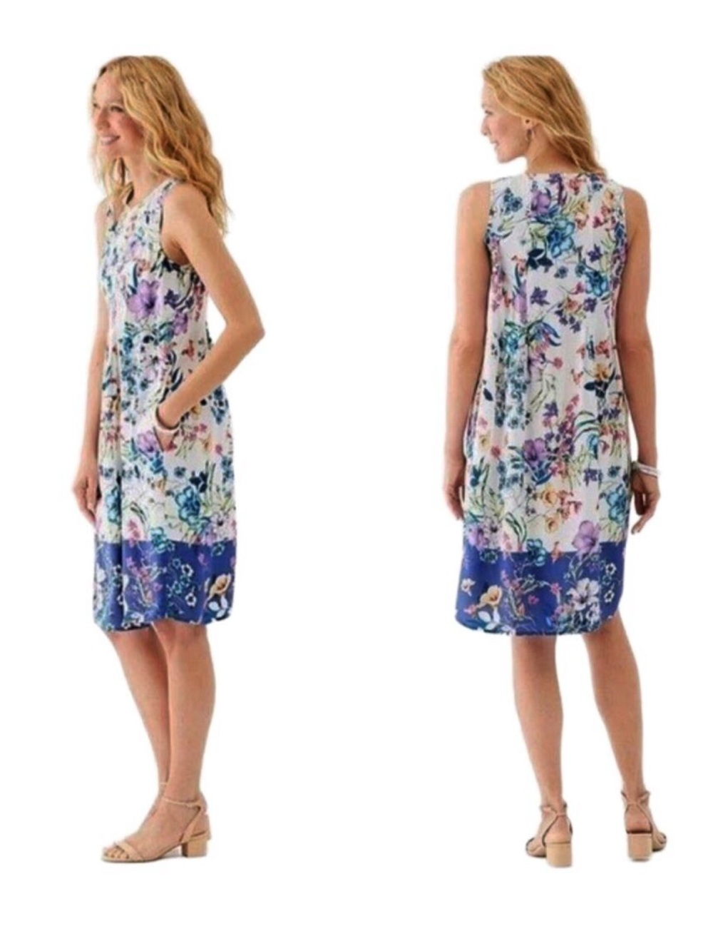 Floral Sleeveless Shift Dress in Multicolor